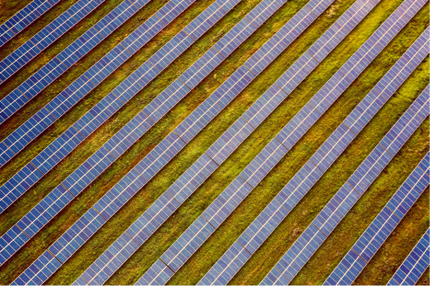 Rows of solar panels.