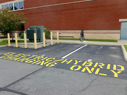 An electric vehicle charging station.