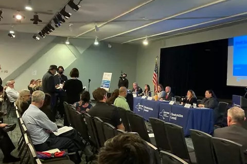 Dr. Hansen giving public comments at the Climate Action Council Albany Public Hearing